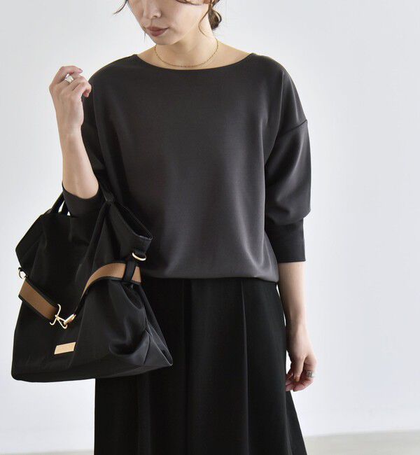 quaranciel「《予約》quaranciel:〈洗濯機可能〉カットジョーゼット ラウンドヘム ルーズ プルオーバー」|Tシャツ・カットソー|