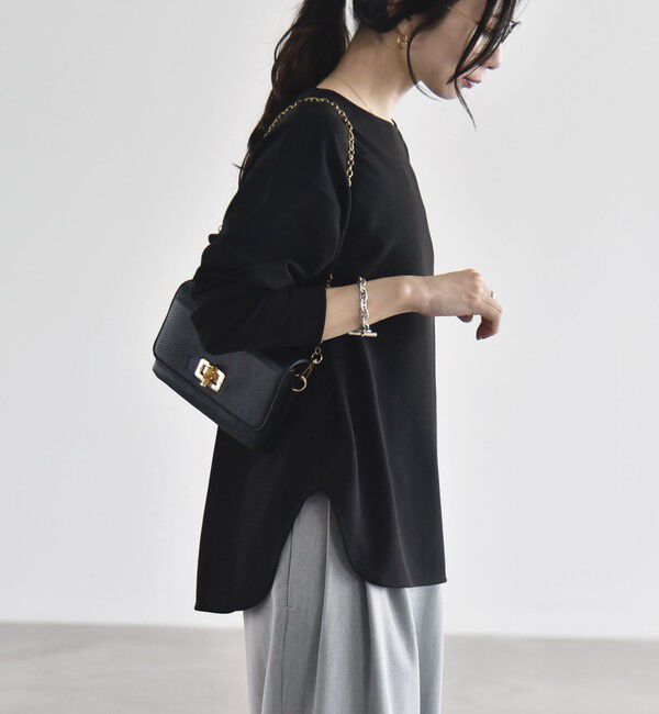 quaranciel「《予約》quaranciel:〈洗濯機可能〉カットジョーゼット ラウンドヘム ルーズ プルオーバー」|Tシャツ・カットソー|