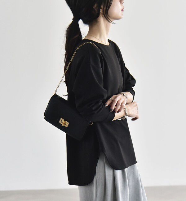 quaranciel「《予約》quaranciel:〈洗濯機可能〉カットジョーゼット ラウンドヘム ルーズ プルオーバー」|Tシャツ・カットソー|