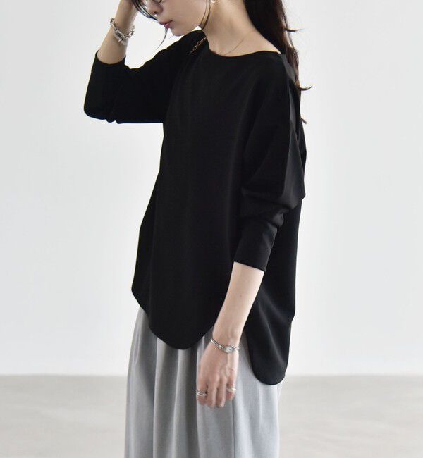 quaranciel「《予約》quaranciel:〈洗濯機可能〉カットジョーゼット ラウンドヘム ルーズ プルオーバー」|Tシャツ・カットソー|