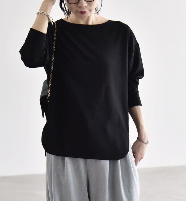 quaranciel「《予約》quaranciel:〈洗濯機可能〉カットジョーゼット ラウンドヘム ルーズ プルオーバー」|Tシャツ・カットソー|