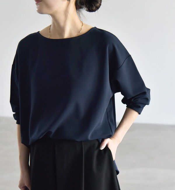 quaranciel「《予約》quaranciel:〈洗濯機可能〉カットジョーゼット ラウンドヘム ルーズ プルオーバー」|Tシャツ・カットソー|