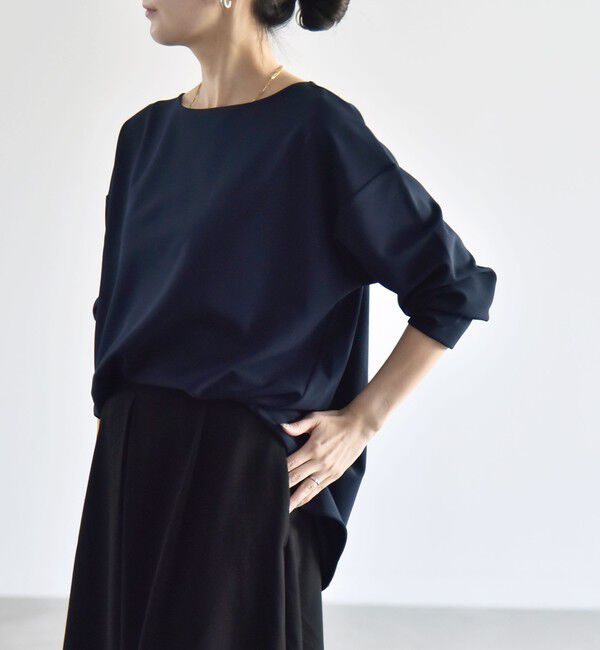 quaranciel「《予約》quaranciel:〈洗濯機可能〉カットジョーゼット ラウンドヘム ルーズ プルオーバー」|Tシャツ・カットソー|