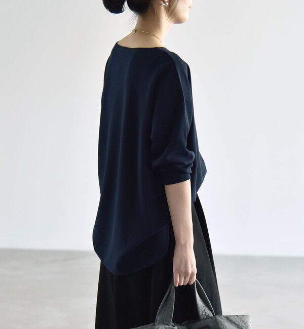 quaranciel「《予約》quaranciel:〈洗濯機可能〉カットジョーゼット ラウンドヘム ルーズ プルオーバー」|Tシャツ・カットソー|