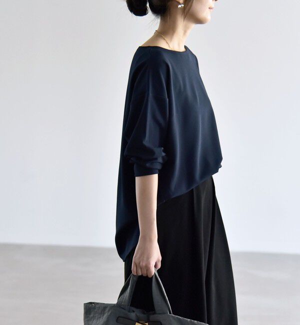 quaranciel「《予約》quaranciel:〈洗濯機可能〉カットジョーゼット ラウンドヘム ルーズ プルオーバー」|Tシャツ・カットソー|
