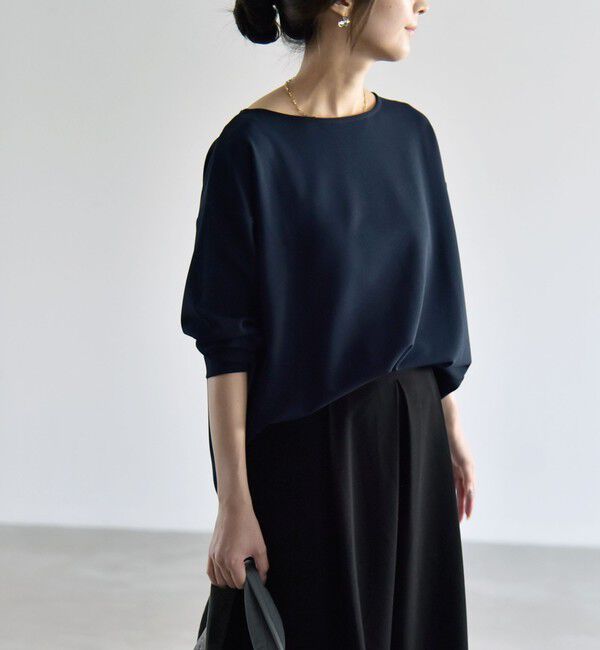 quaranciel「《予約》quaranciel:〈洗濯機可能〉カットジョーゼット ラウンドヘム ルーズ プルオーバー」|Tシャツ・カットソー|