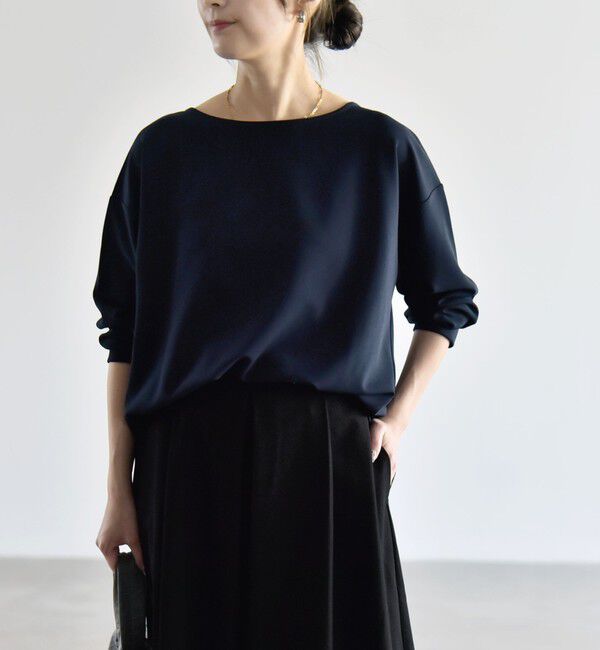 quaranciel「《予約》quaranciel:〈洗濯機可能〉カットジョーゼット ラウンドヘム ルーズ プルオーバー」|Tシャツ・カットソー|