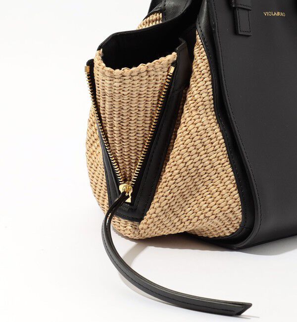 TOMORROWLAND GOODS「VIOLAd'ORO SANDRO ラフィア調 レザーコンビ ハンドバッグ」|ハンドバッグ|