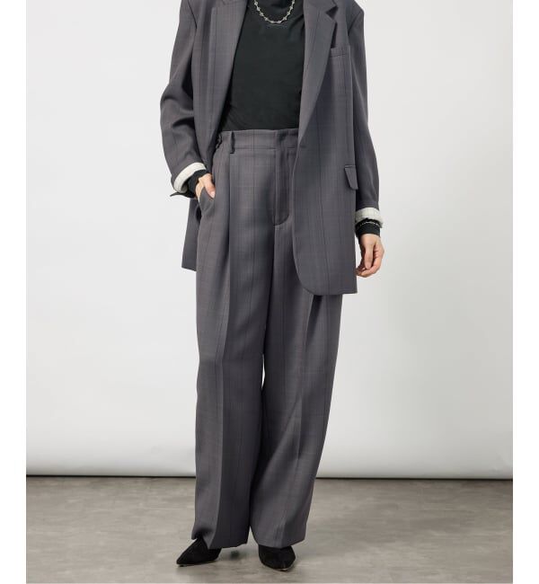 VERMEIL par iena「《予約》Refined チェックタックパンツ」|スラックス|グレーベース