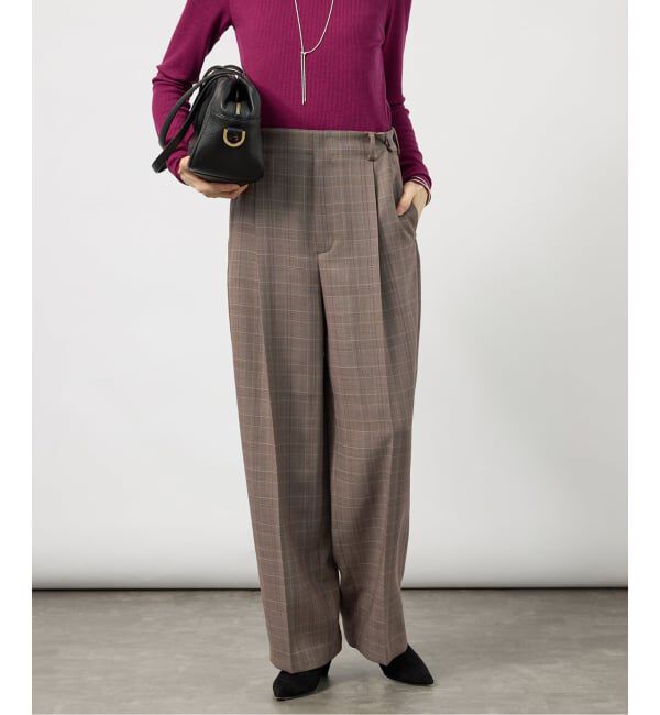 VERMEIL par iena「《予約》Refined チェックタックパンツ」|スラックス|ブラウンベース