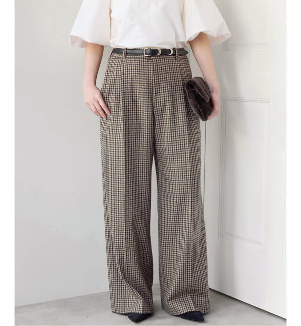 IENA「《予約》COUTURE D'ADAM/クチュールドアダム 別注 Shepherd Check Wide PT  26AW-078」|スラックス|