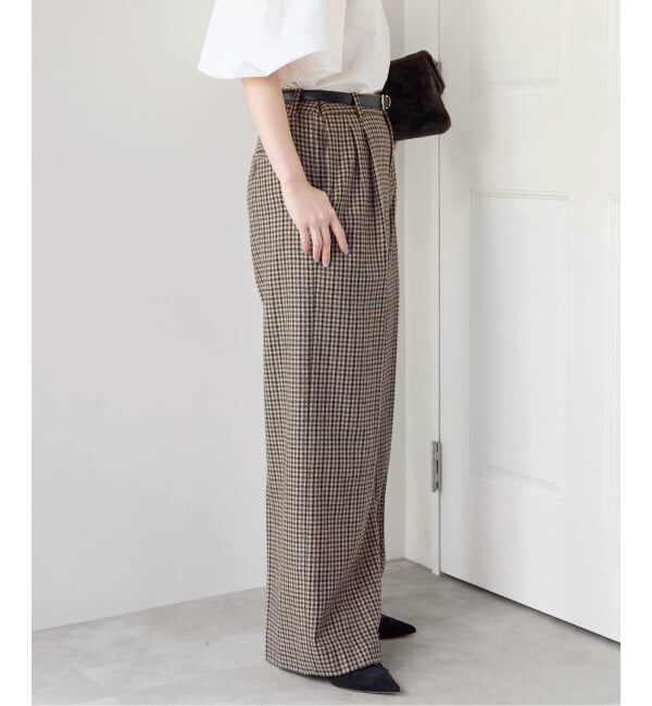 IENA「《予約》COUTURE D'ADAM/クチュールドアダム 別注 Shepherd Check Wide PT  26AW-078」|スラックス|