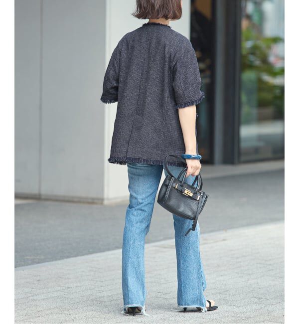 journal standard L'essage「TWEEDY MESH ショートスリーブジャケット」|ノーカラージャケット|