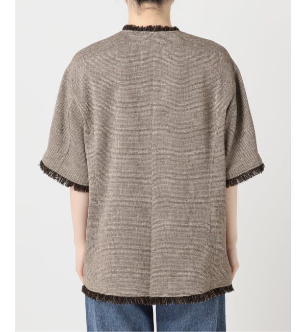 journal standard L'essage「TWEEDY MESH ショートスリーブジャケット」|ノーカラージャケット|