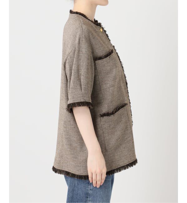 journal standard L'essage「TWEEDY MESH ショートスリーブジャケット」|ノーカラージャケット|