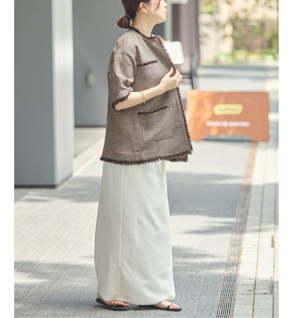journal standard L'essage「TWEEDY MESH ショートスリーブジャケット」|ノーカラージャケット|