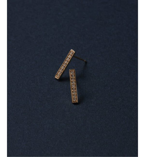Lilas by Spick&Span「ボックスダイヤ12mmバーピアス K10（両耳）」|ピアス|