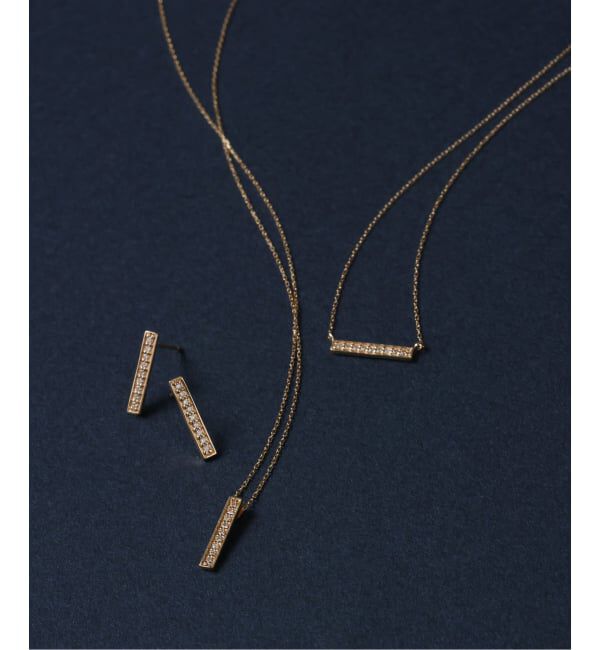 Lilas by Spick&Span「ボックスダイヤ12mmバーピアス K10（両耳）」|ピアス|