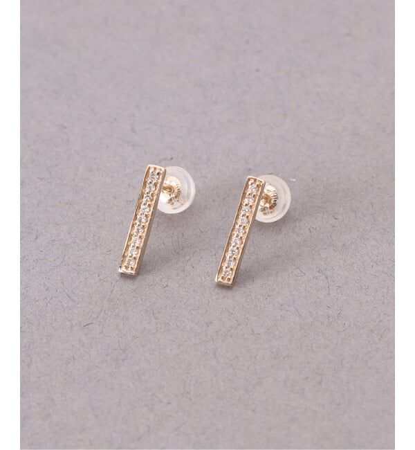 Lilas by Spick&Span「ボックスダイヤ12mmバーピアス K10（両耳）」|ピアス|