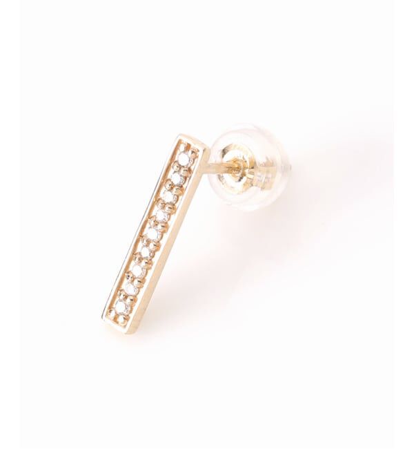 Lilas by Spick&Span「ボックスダイヤ12mmバーピアス K10（両耳）」|ピアス|