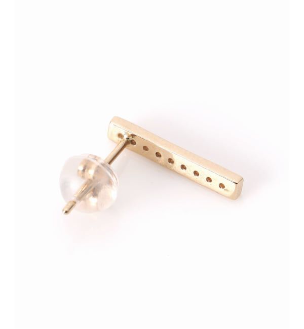Lilas by Spick&Span「ボックスダイヤ12mmバーピアス K10（両耳）」|ピアス|