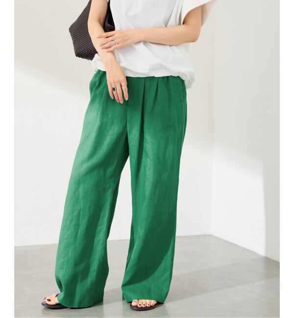 FRAMeWORK「LINEN EASY パンツ」|スラックス|グリーン