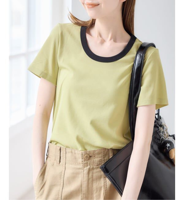 U by SPICK&SPAN「《接触冷感》フライスUネックハーフスリーブT」|Tシャツ・カットソー|グリーン