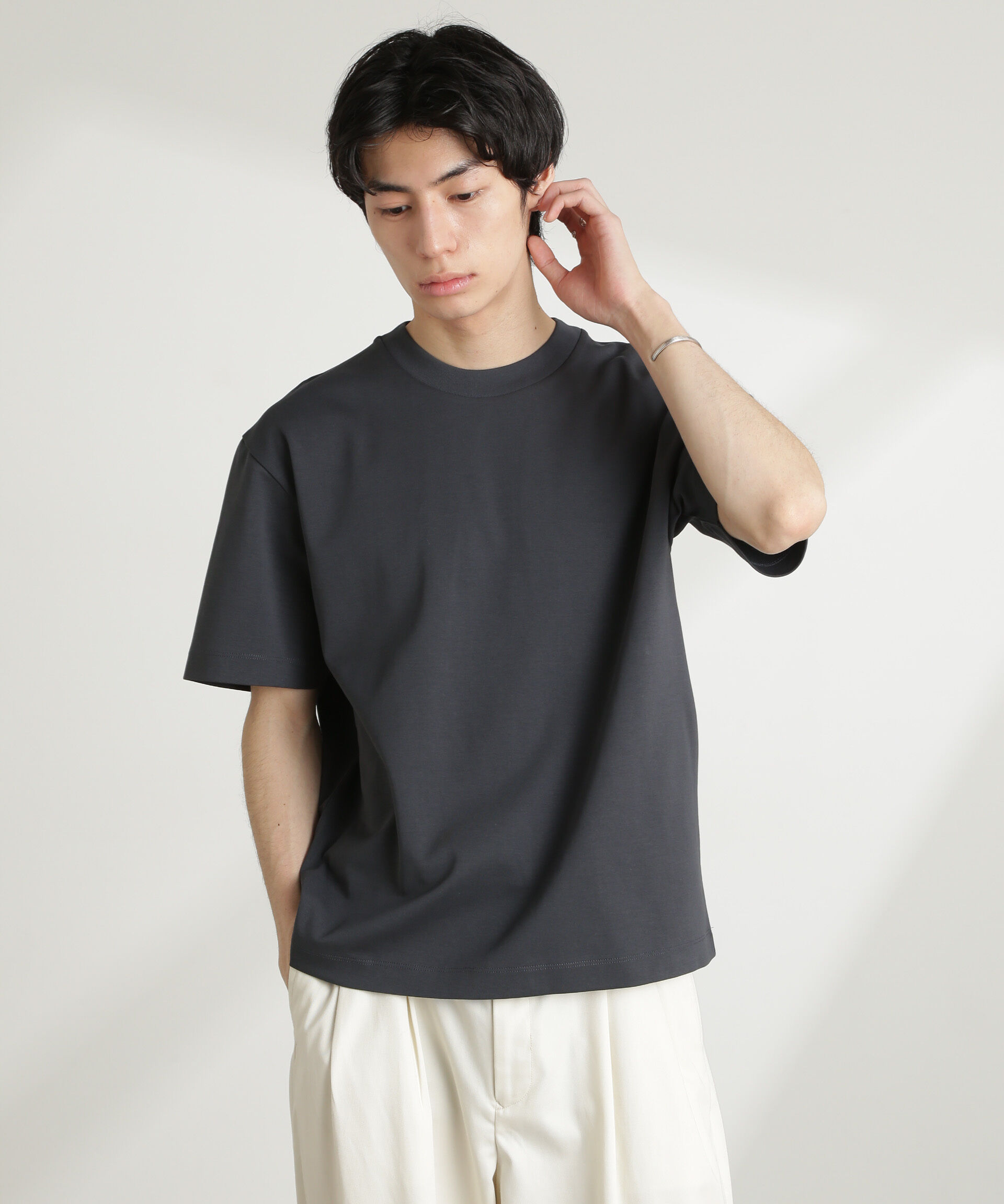 nano･universe「ダブルスムースクルーネックBIGTシャツ 半袖」|Tシャツ・カットソー|D.グレー2