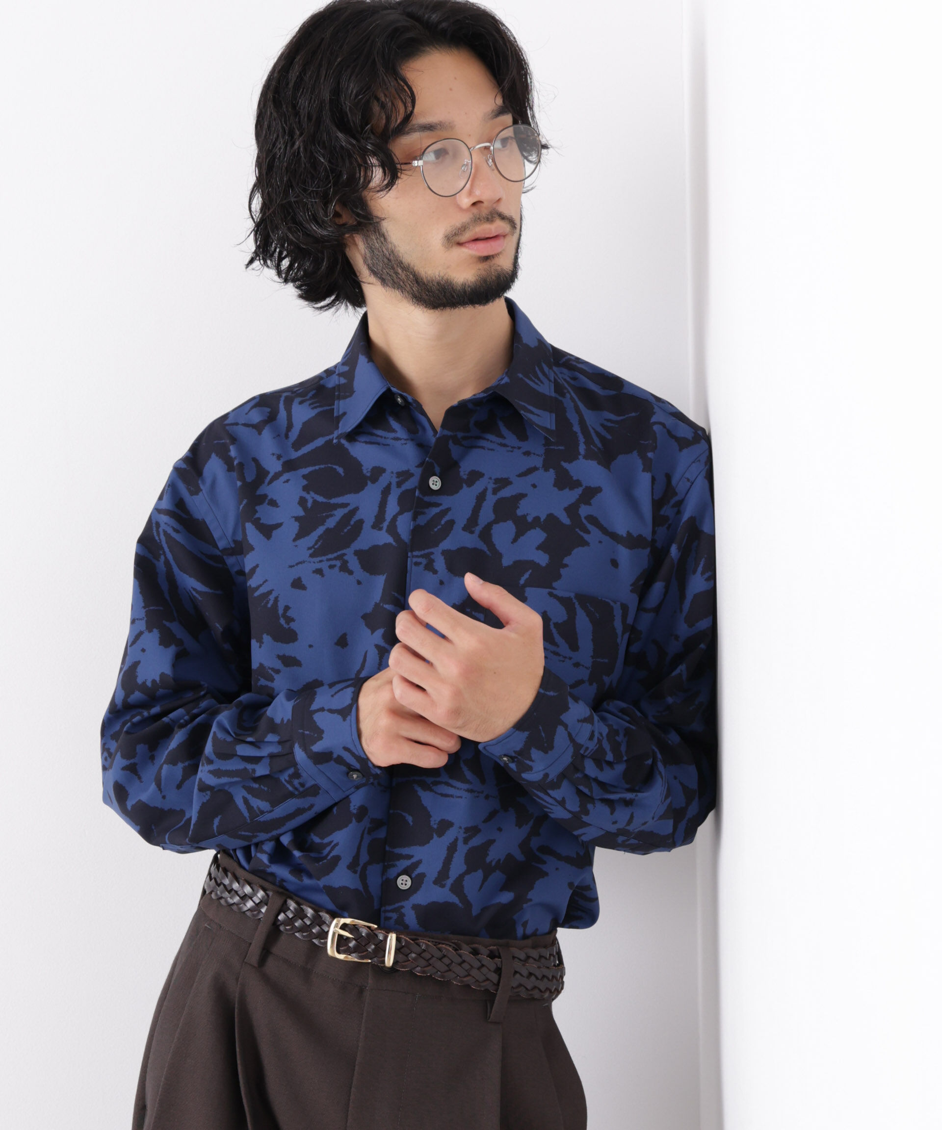 NANO universe「EDITORIAL PRINT レギュラーカラーシャツ」|シャツ・ブラウス|