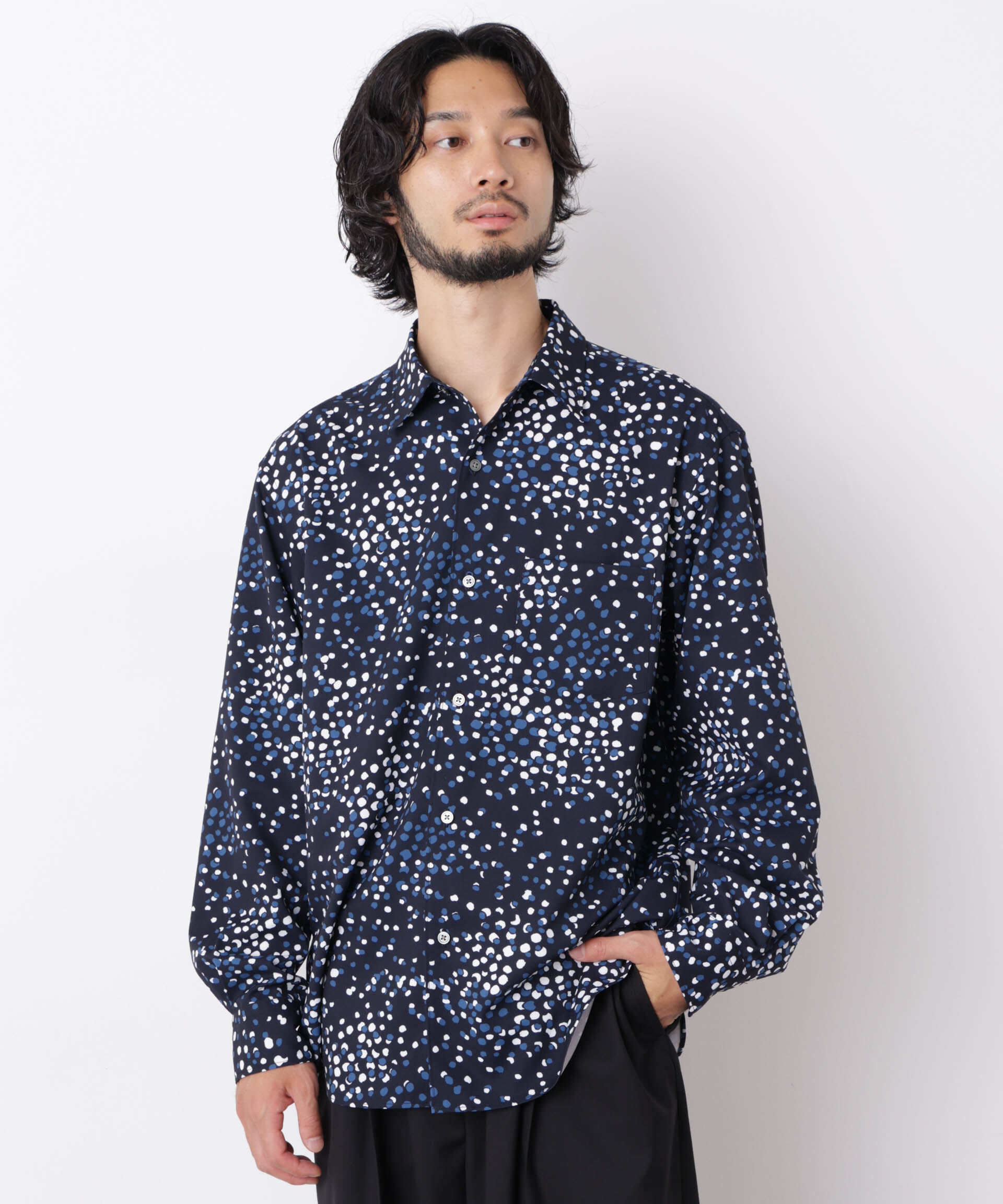 NANO universe「EDITORIAL PRINT レギュラーカラーシャツ」|シャツ・ブラウス|