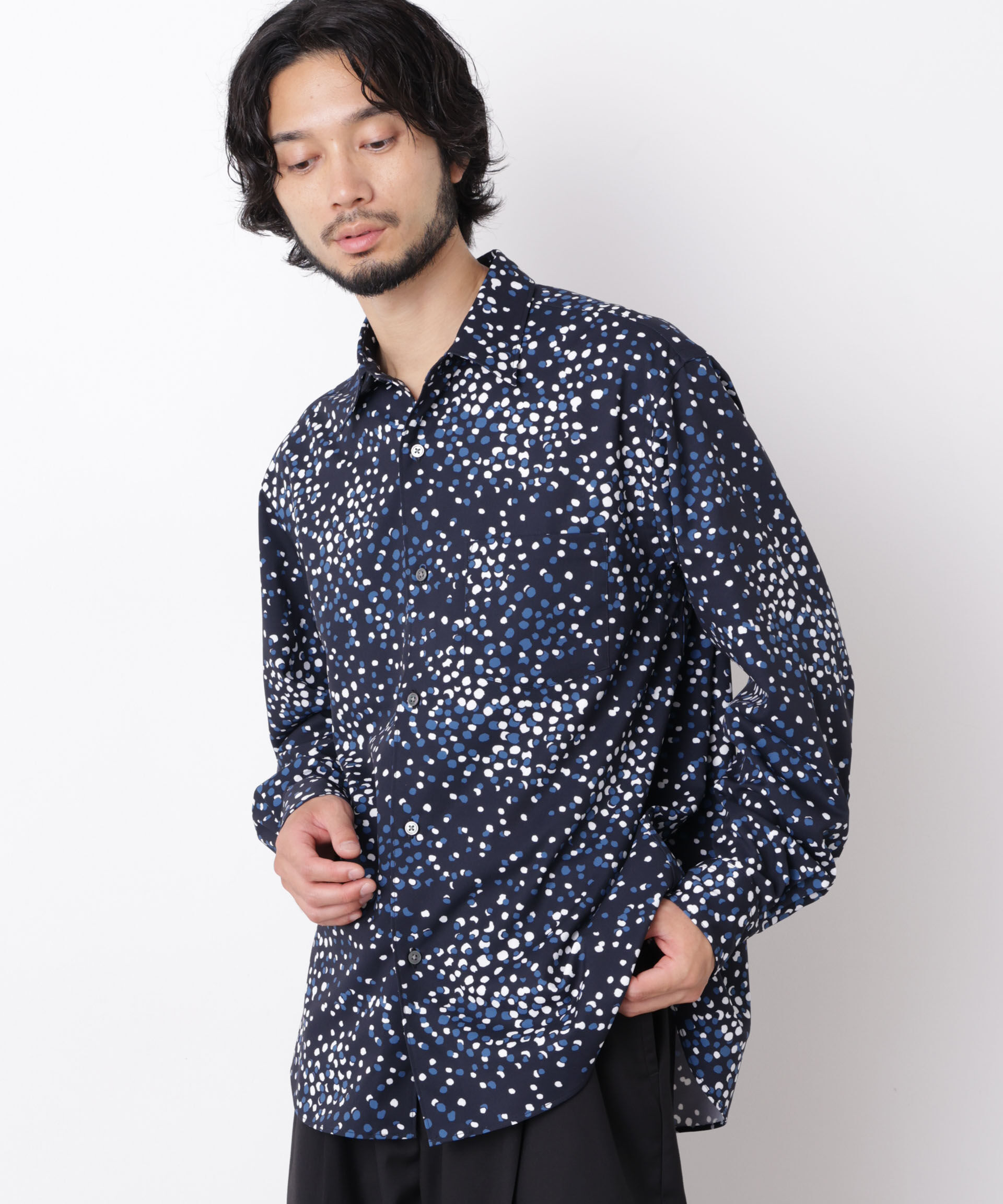 NANO universe「EDITORIAL PRINT レギュラーカラーシャツ」|シャツ・ブラウス|
