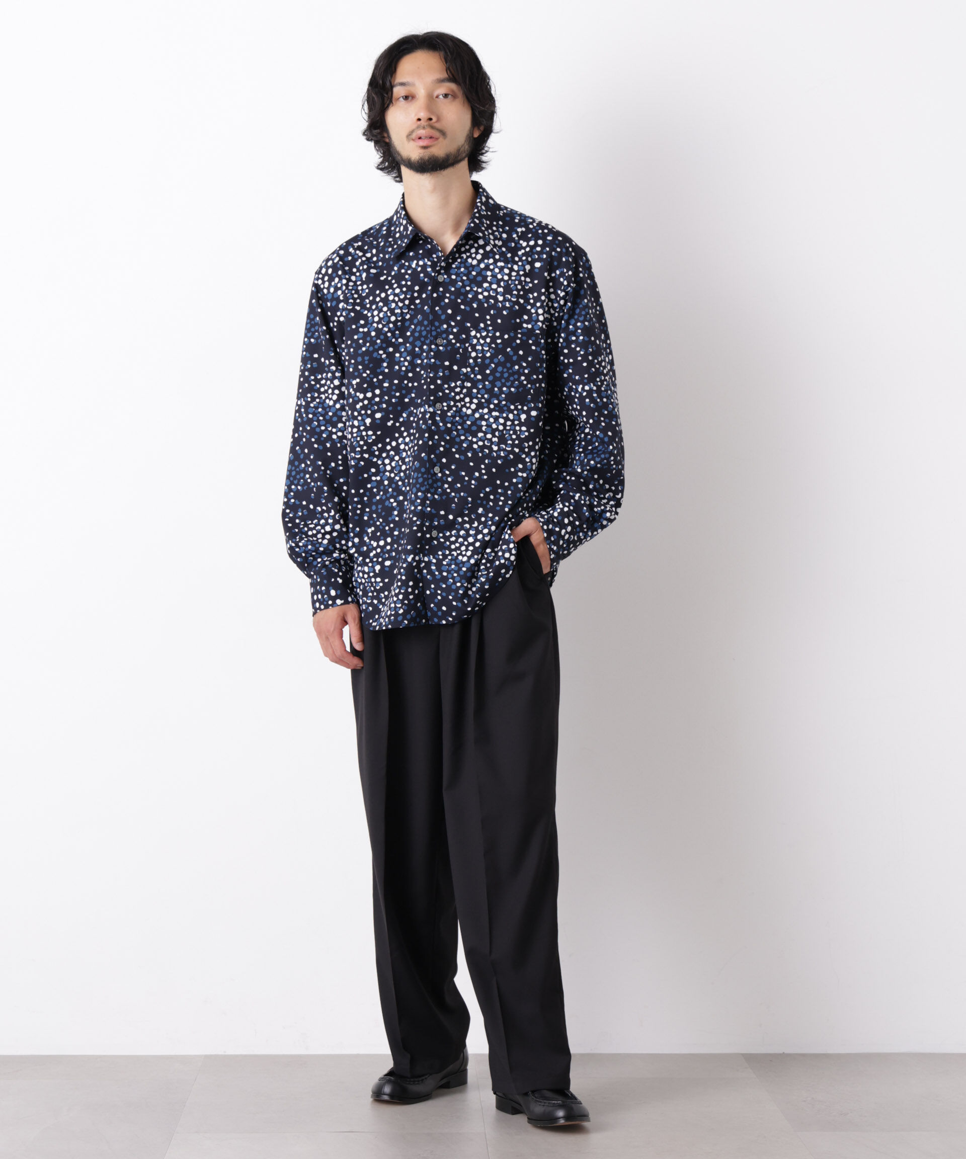 NANO universe「EDITORIAL PRINT レギュラーカラーシャツ」|シャツ・ブラウス|