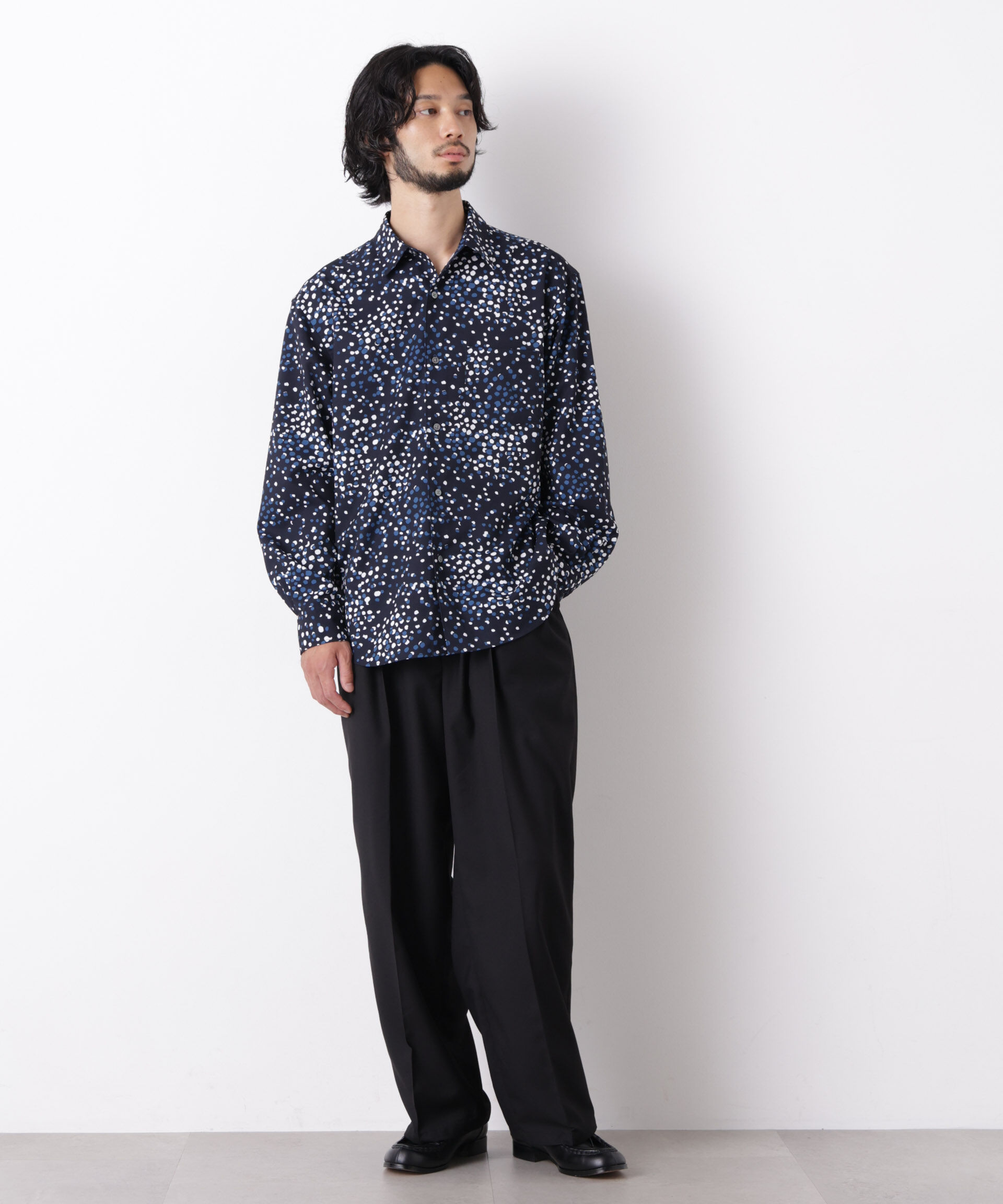 NANO universe「EDITORIAL PRINT レギュラーカラーシャツ」|シャツ・ブラウス|