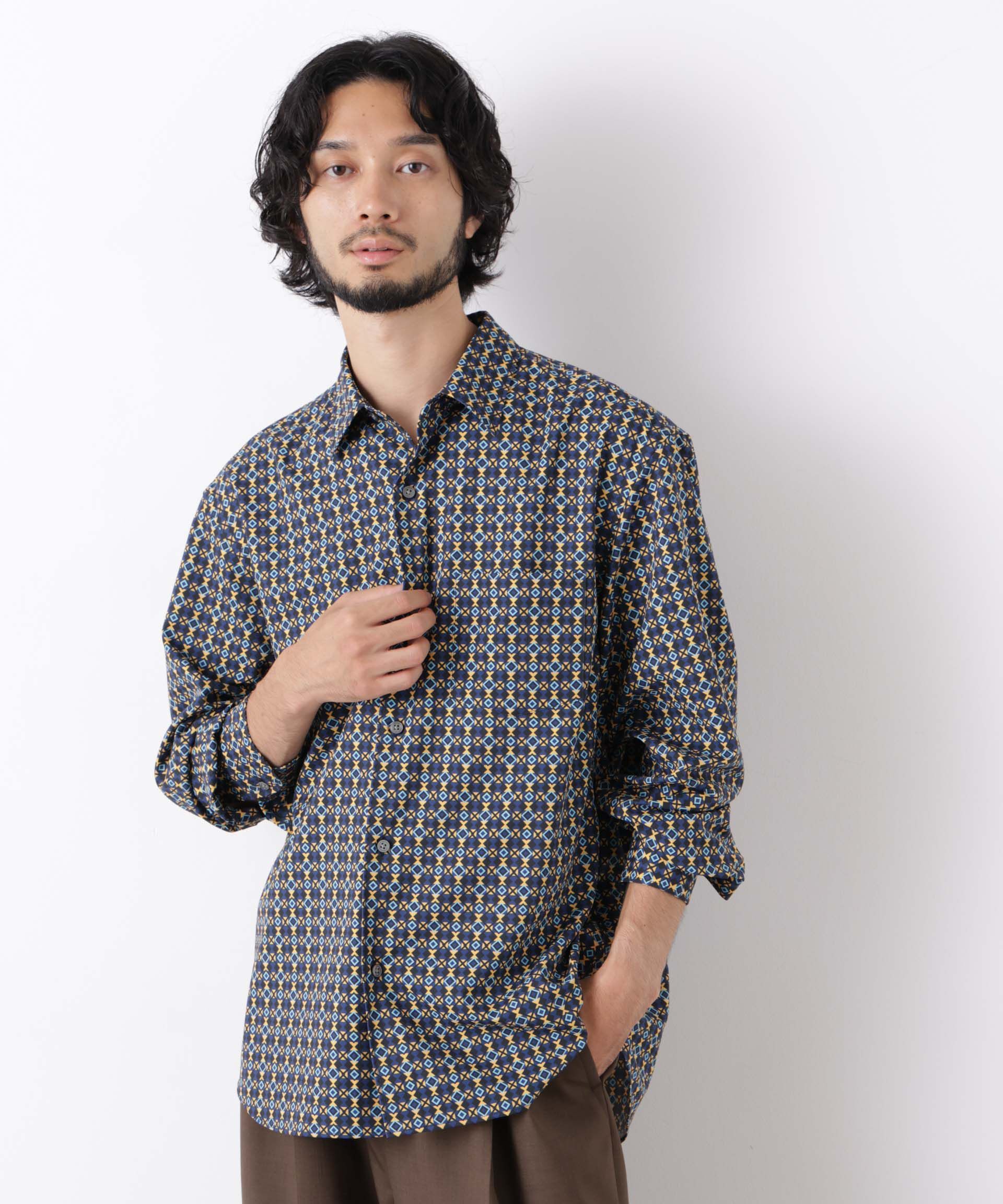 NANO universe「EDITORIAL PRINT レギュラーカラーシャツ」|シャツ・ブラウス|
