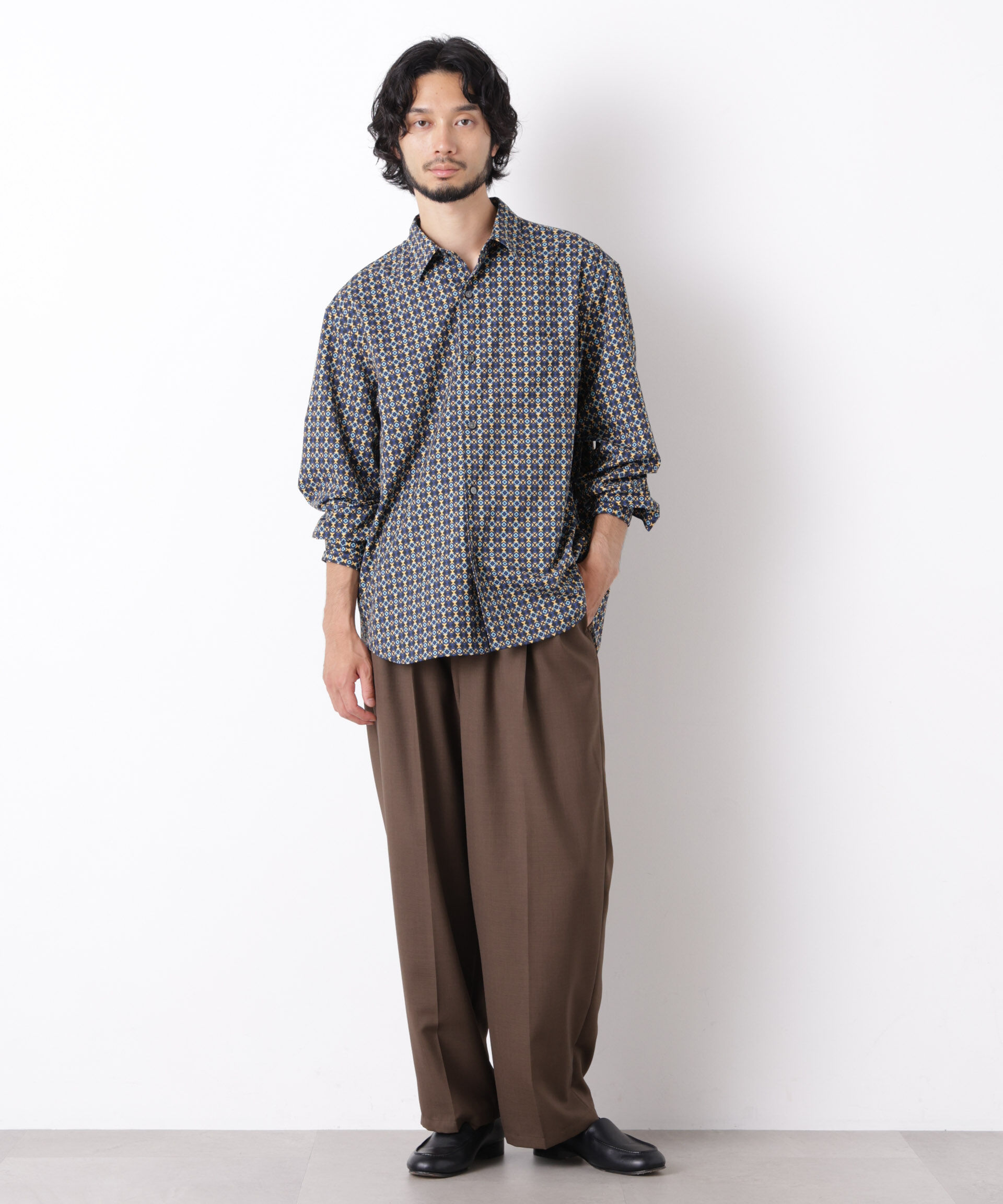 NANO universe「EDITORIAL PRINT レギュラーカラーシャツ」|シャツ・ブラウス|