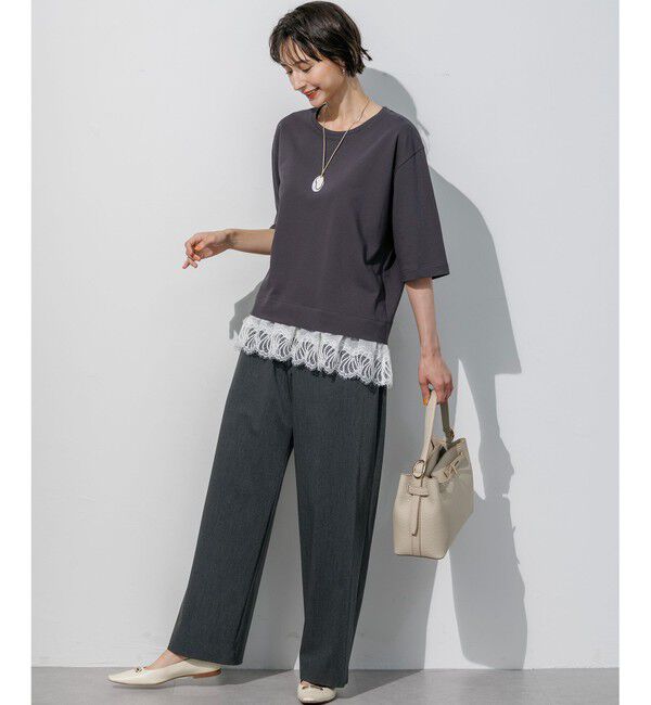 23区「レースヘムレイヤード コンビ カットソー」|Tシャツ・カットソー|
