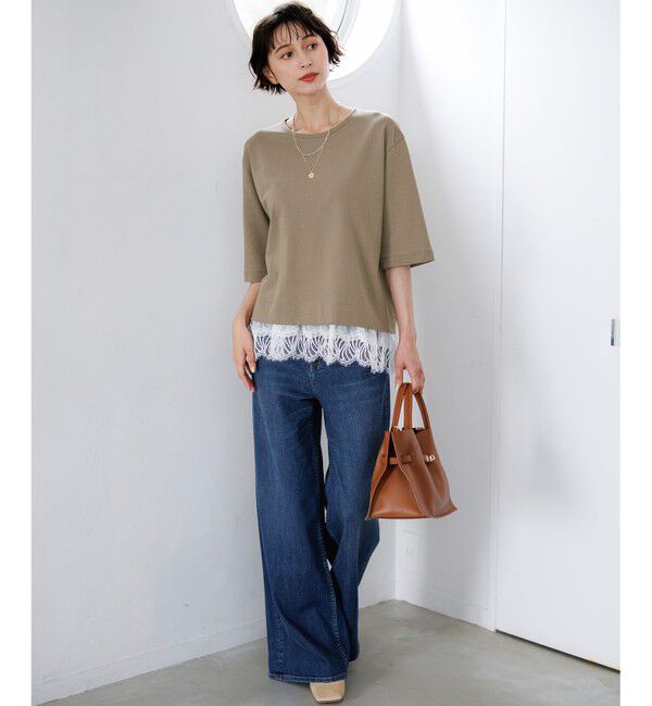 23区「レースヘムレイヤード コンビ カットソー」|Tシャツ・カットソー|