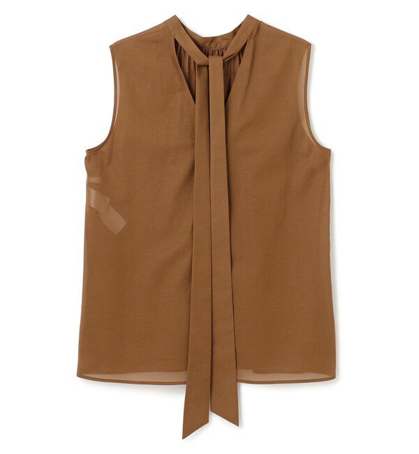 BEIGE,「【洗える】BAC / コットンバックボウタイノースリーブブラウス」|シャツ・ブラウス|
