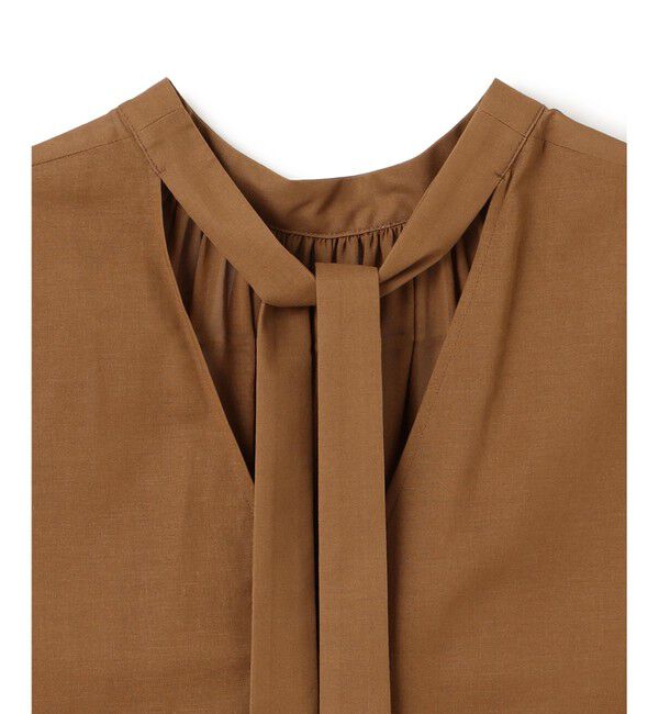 BEIGE,「【洗える】BAC / コットンバックボウタイノースリーブブラウス」|シャツ・ブラウス|