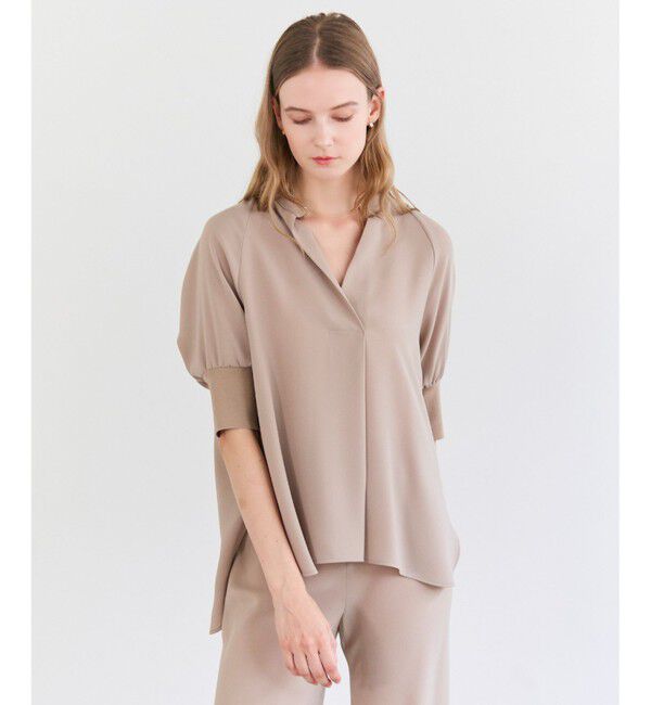 BEIGE,「FLEUR / 異素材カフス スタンドカラーブラウス」|シャツ・ブラウス|