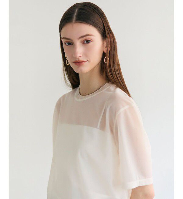 BEIGE,「SELEN / リブコンビ シアーTシャツ」|Tシャツ・カットソー|