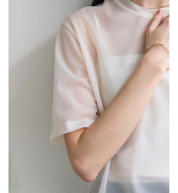 BEIGE,「SELEN / リブコンビ シアーTシャツ」|Tシャツ・カットソー|