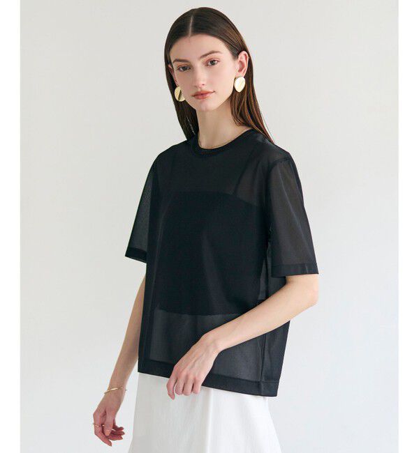 BEIGE,「SELEN / リブコンビ シアーTシャツ」|Tシャツ・カットソー|