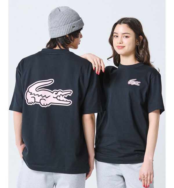 LACOSTE「【オンライン限定】LACOSTE オーバーサイズ バック プリント Tシャツ」|Tシャツ・カットソー|ブラック&times;ピンク