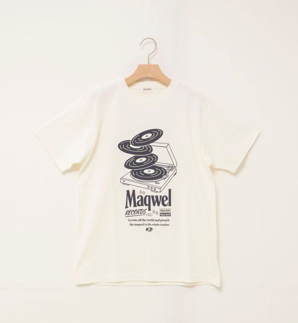 MAQWEL「【MAQWEL/マクウェル】ウォッシャブル Maqwel RECORDS オープンエンドプリントTシャツ」|Tシャツ・カットソー|