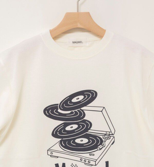 MAQWEL「【MAQWEL/マクウェル】ウォッシャブル Maqwel RECORDS オープンエンドプリントTシャツ」|Tシャツ・カットソー|