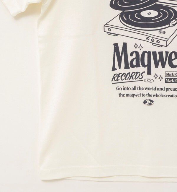 MAQWEL「【MAQWEL/マクウェル】ウォッシャブル Maqwel RECORDS オープンエンドプリントTシャツ」|Tシャツ・カットソー|