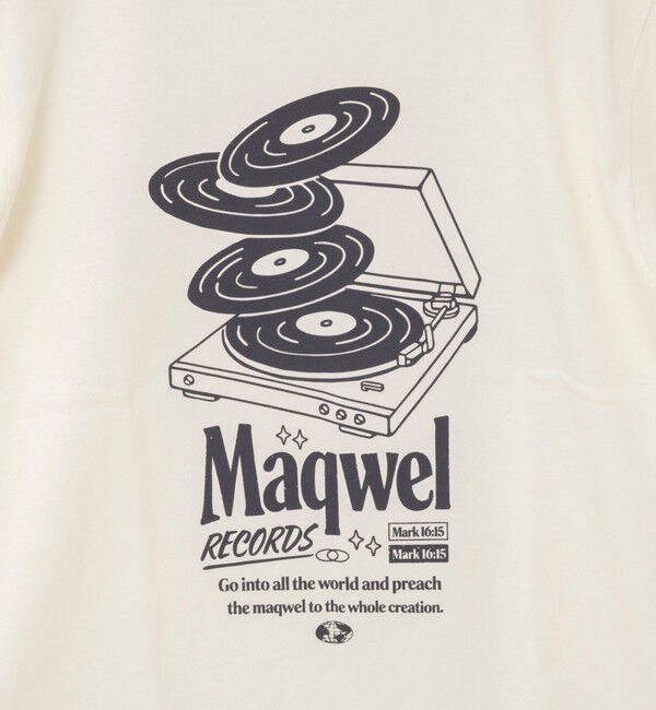 MAQWEL「【MAQWEL/マクウェル】ウォッシャブル Maqwel RECORDS オープンエンドプリントTシャツ」|Tシャツ・カットソー|