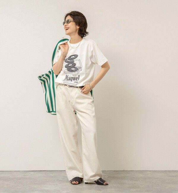 MAQWEL「【MAQWEL/マクウェル】ウォッシャブル Maqwel RECORDS オープンエンドプリントTシャツ」|Tシャツ・カットソー|