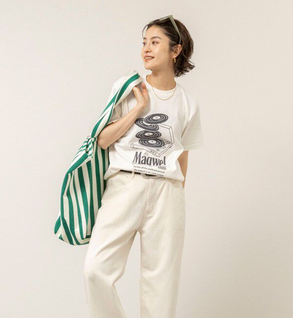 MAQWEL「【MAQWEL/マクウェル】ウォッシャブル Maqwel RECORDS オープンエンドプリントTシャツ」|Tシャツ・カットソー|